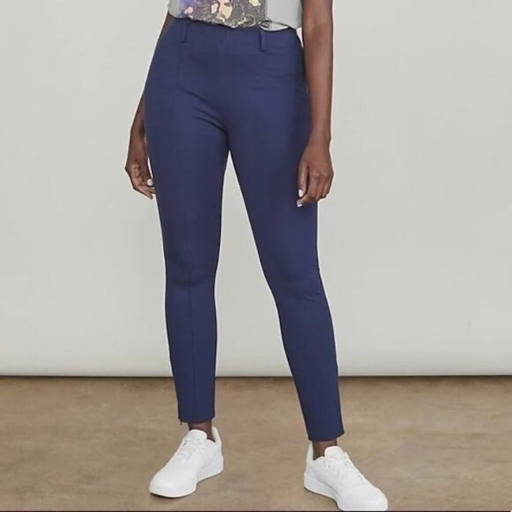 Elizabeth and James Ponte Pants Stretch Trousers Zipper Ankle size M/L Navy Blue